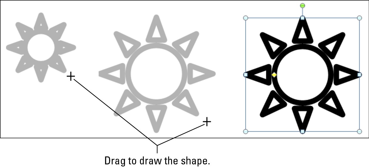 Figure 1-11: Drag on your slide to create a shape.